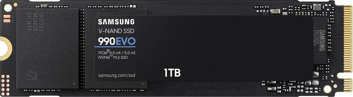 SSD накопитель Samsung 990 EVO 1ТБ, M.2 2280, PCIe 4.0 x4,  NVMe,  M.2 [mz-v9e1t0b/am]